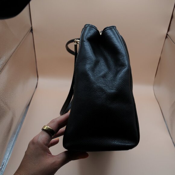 Coach Leather Tote Bag, Black/Gold - Picture 5 of 10